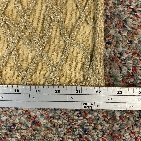 Vintage Lisa Originals Gold Metallic Lacy Crochet Open Front Vest Size L - Picture 8 of 11